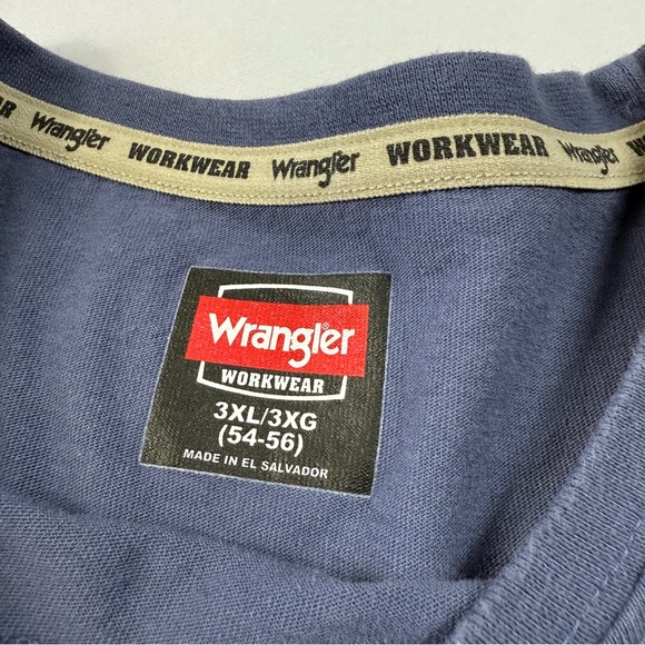 Wrangler Workwear 3XL (54-56) Light Navy Blue Long Sleeve Crewneck Shirt – Logo - Picture 3 of 7